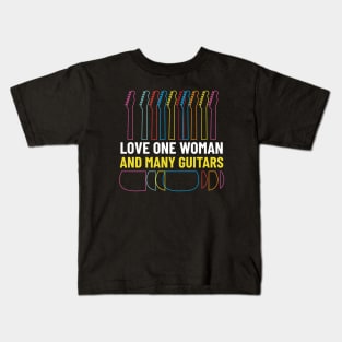 Love One Woman and Many Guitars Guitar Outline Kids T-Shirt